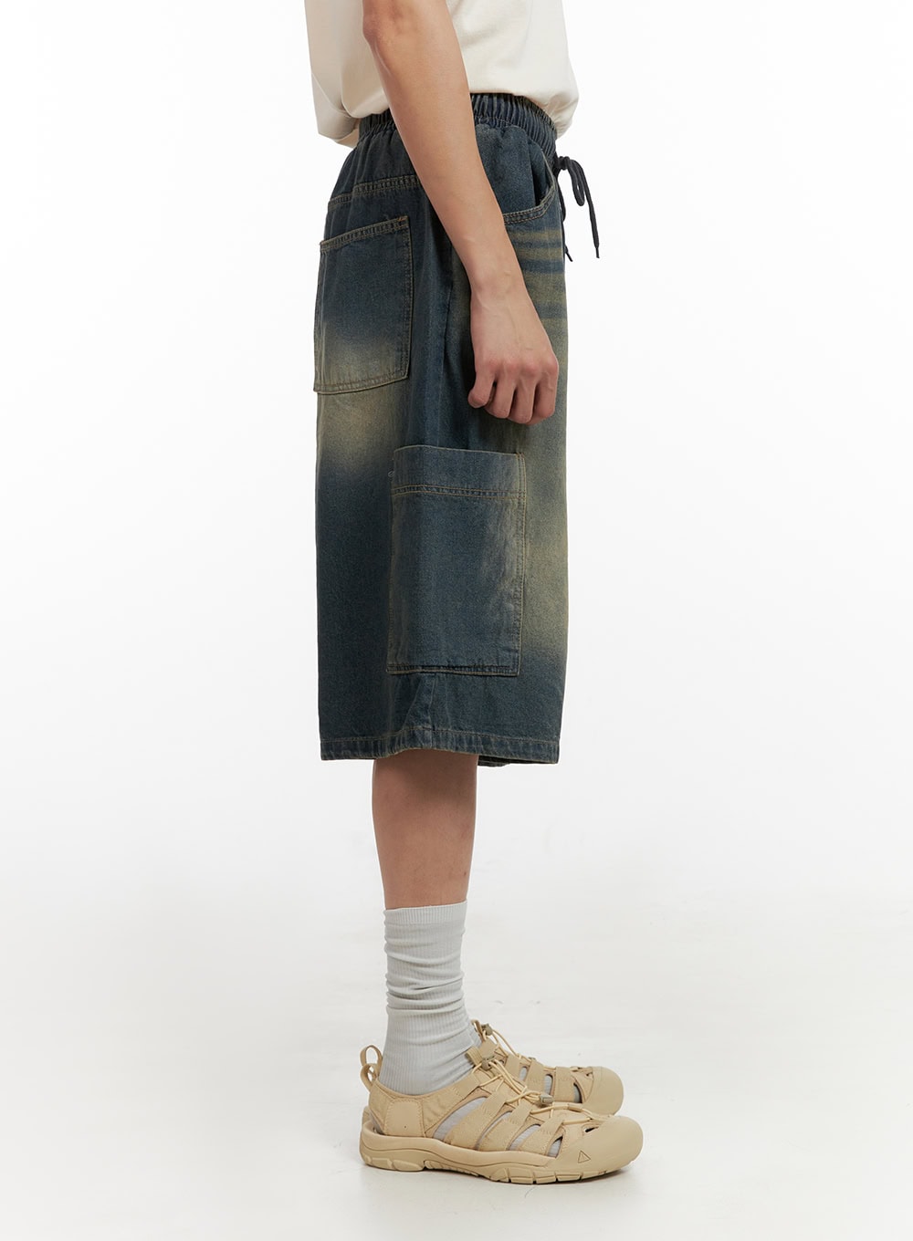 Men's Denim Washed Shorts (Blue) IL404