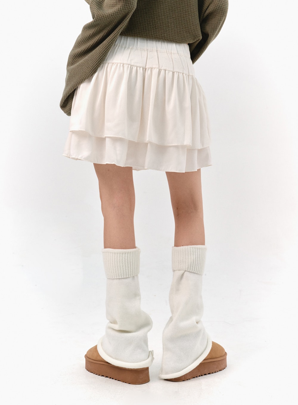 Tiered Elastic Band Mini Skirt IS322