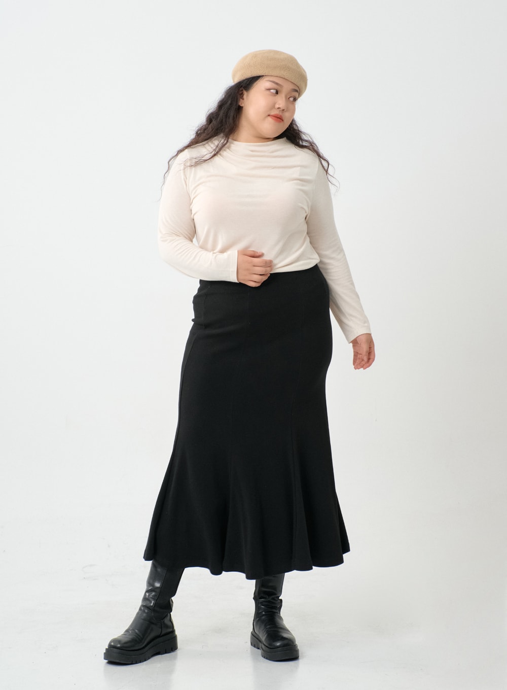 Plus Mermaid Line Long Bending Skirt IO06