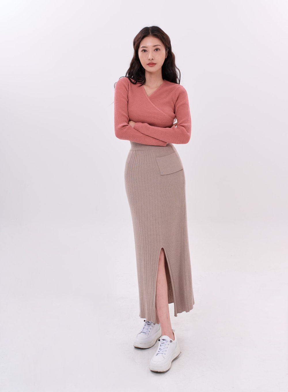 Bending Slit H-Line Long Skirt IS15