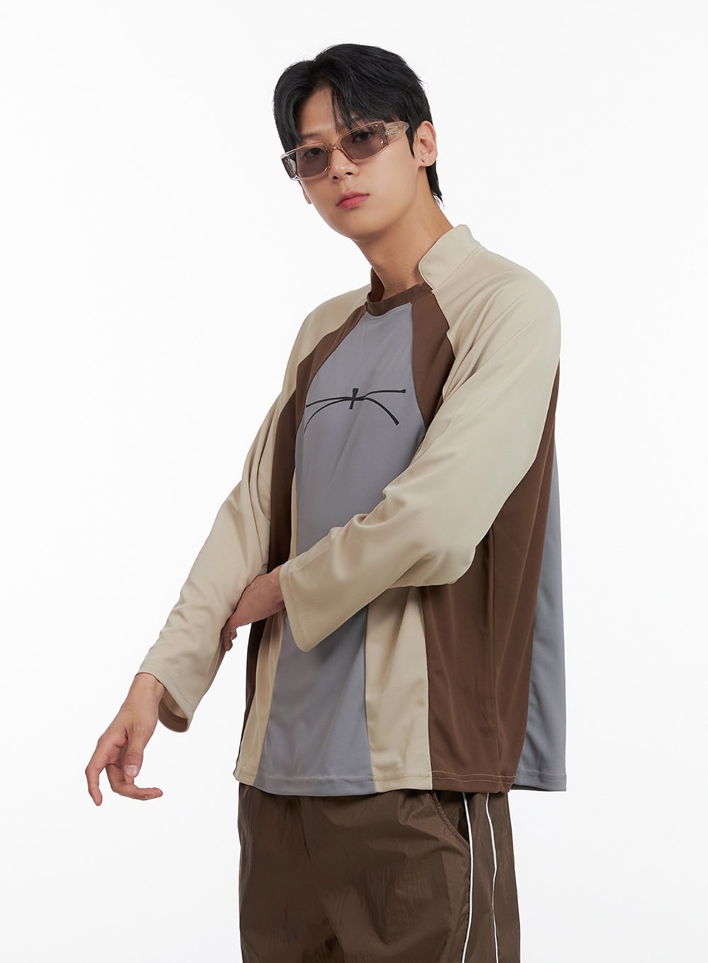 Men's Nylon Raglan Graphic Long Sleeve IL403