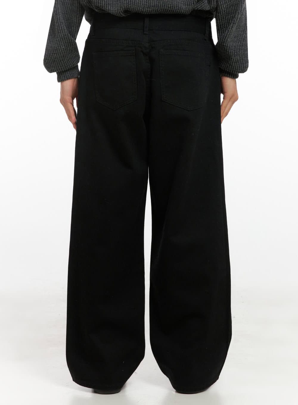 Men's Pintuck Wide Leg Cotton Pants (Black) ID413