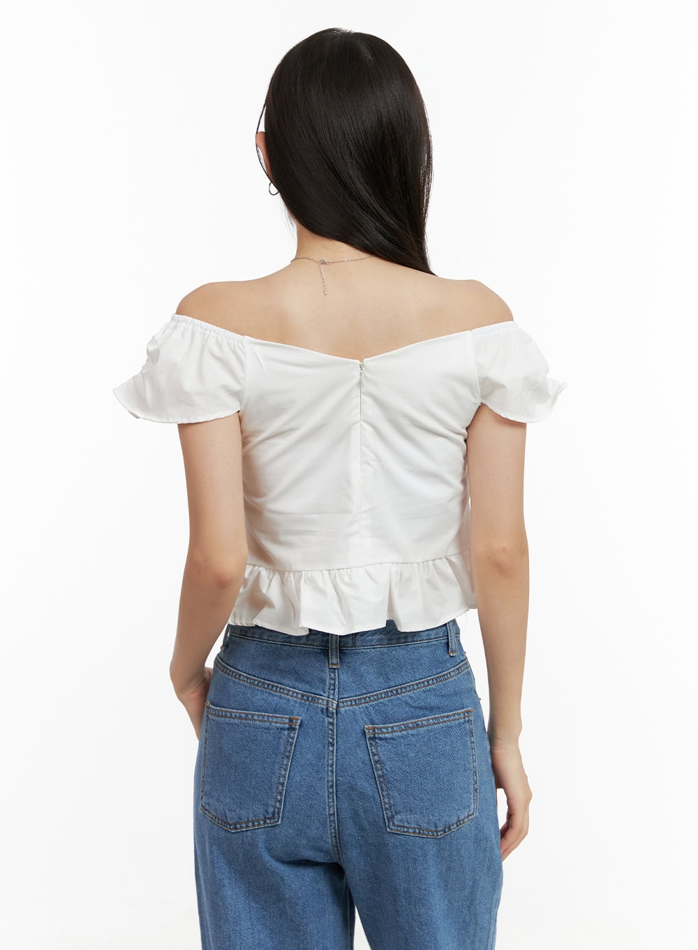 Ruffle Off-Shoulder Crop Blouse OU407