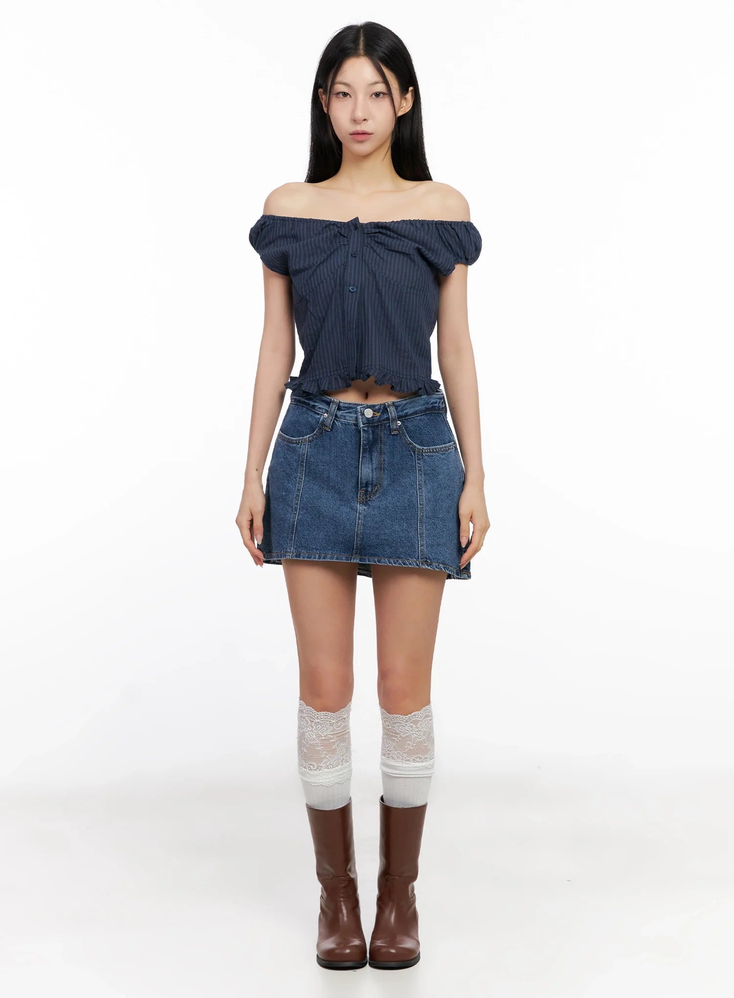 Off-Shoulder Puff-Sleeve Blouse IG508