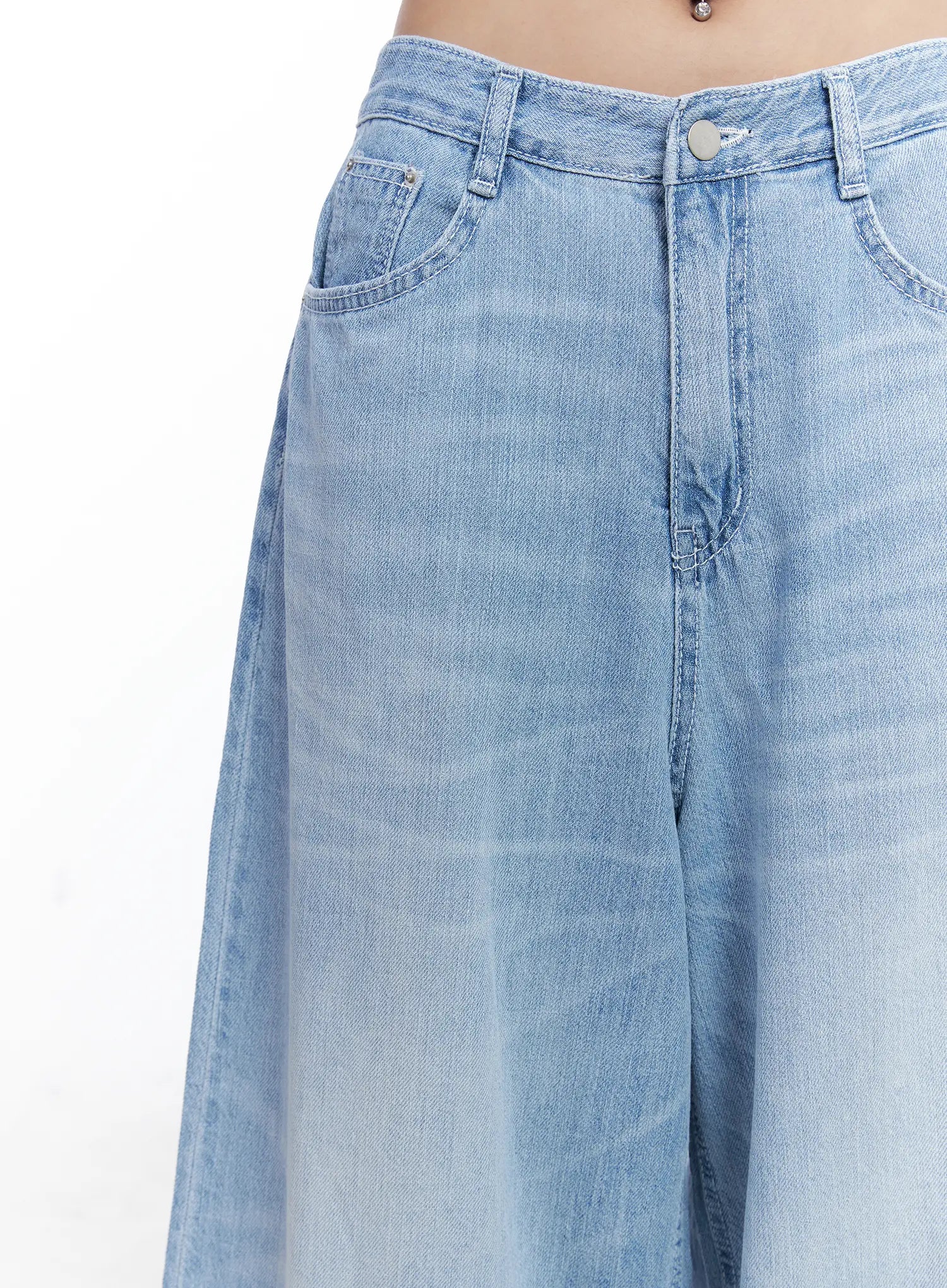 Hyoyeon Washed Balloon Wide-Leg Summer Denim Jeans CL510