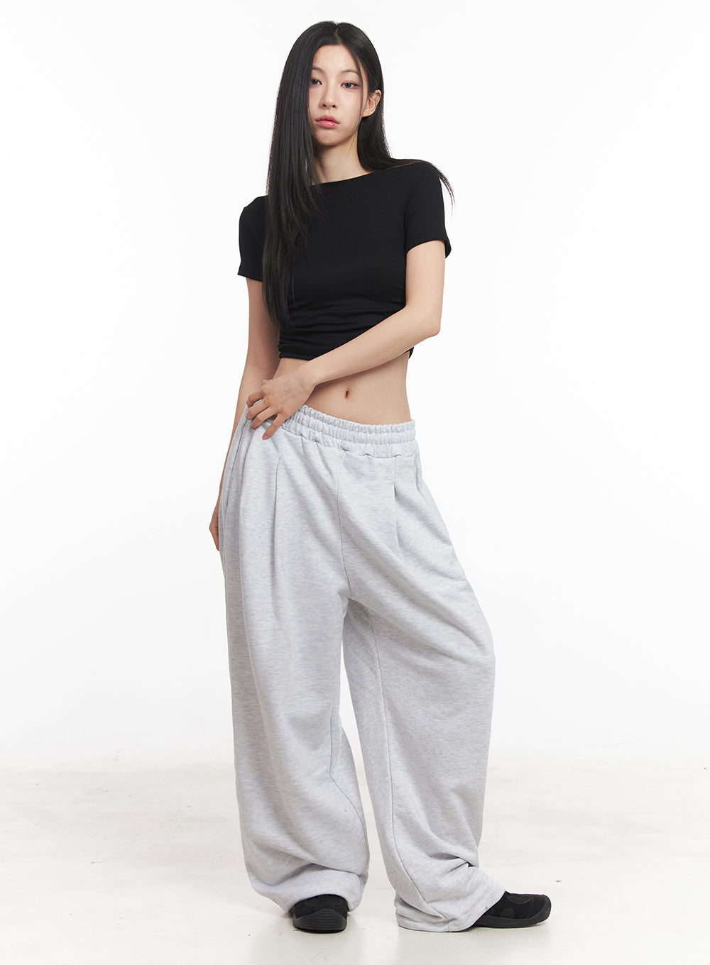 Off-Shoulder Shirred Crop Tee IY516