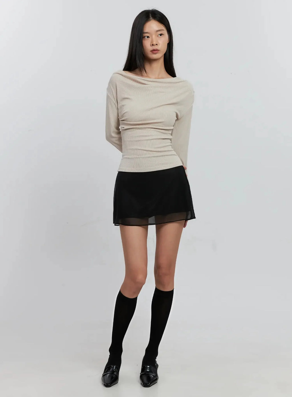 Asymmetric Long Sleeve Top IS516