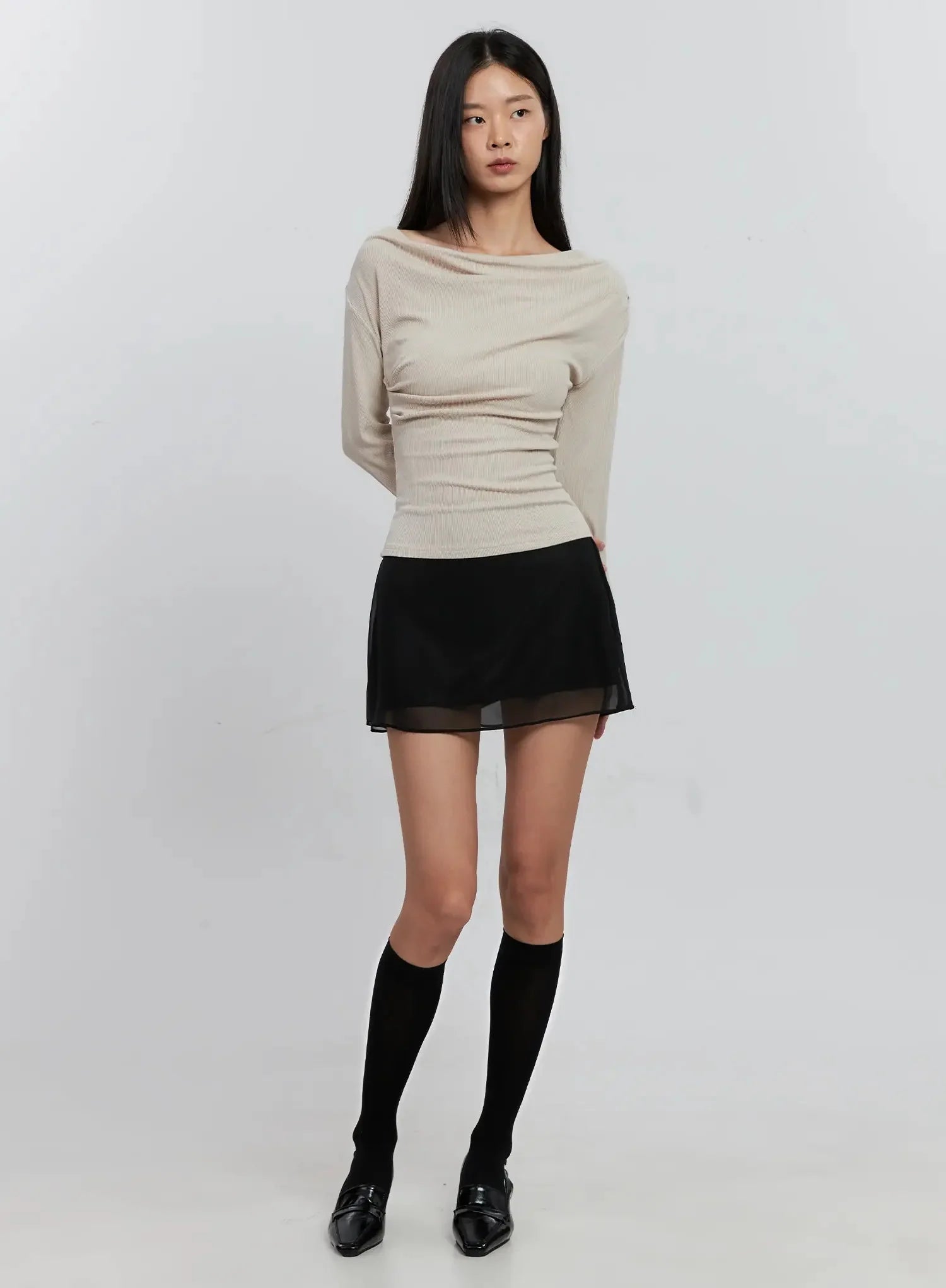 Asymmetric Long Sleeve Top IS516