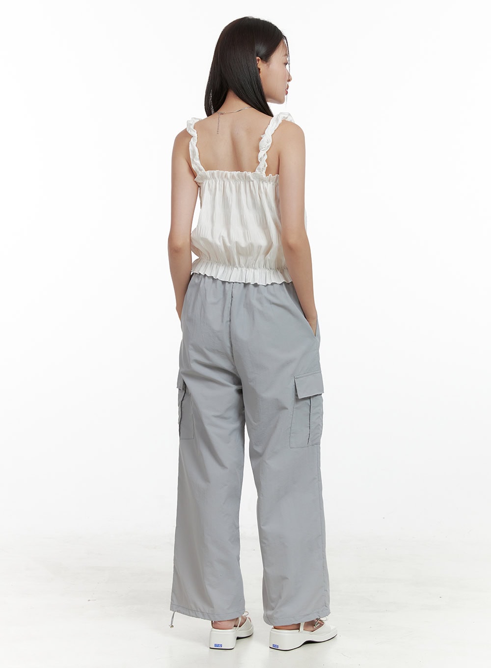 Nylon Cargo Pocket String Pants OL411