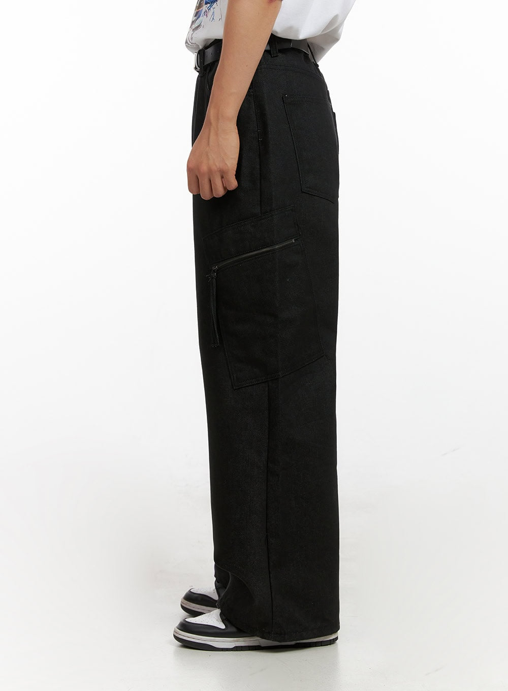 Men's Cargo Denim Jeans (Black) IG409