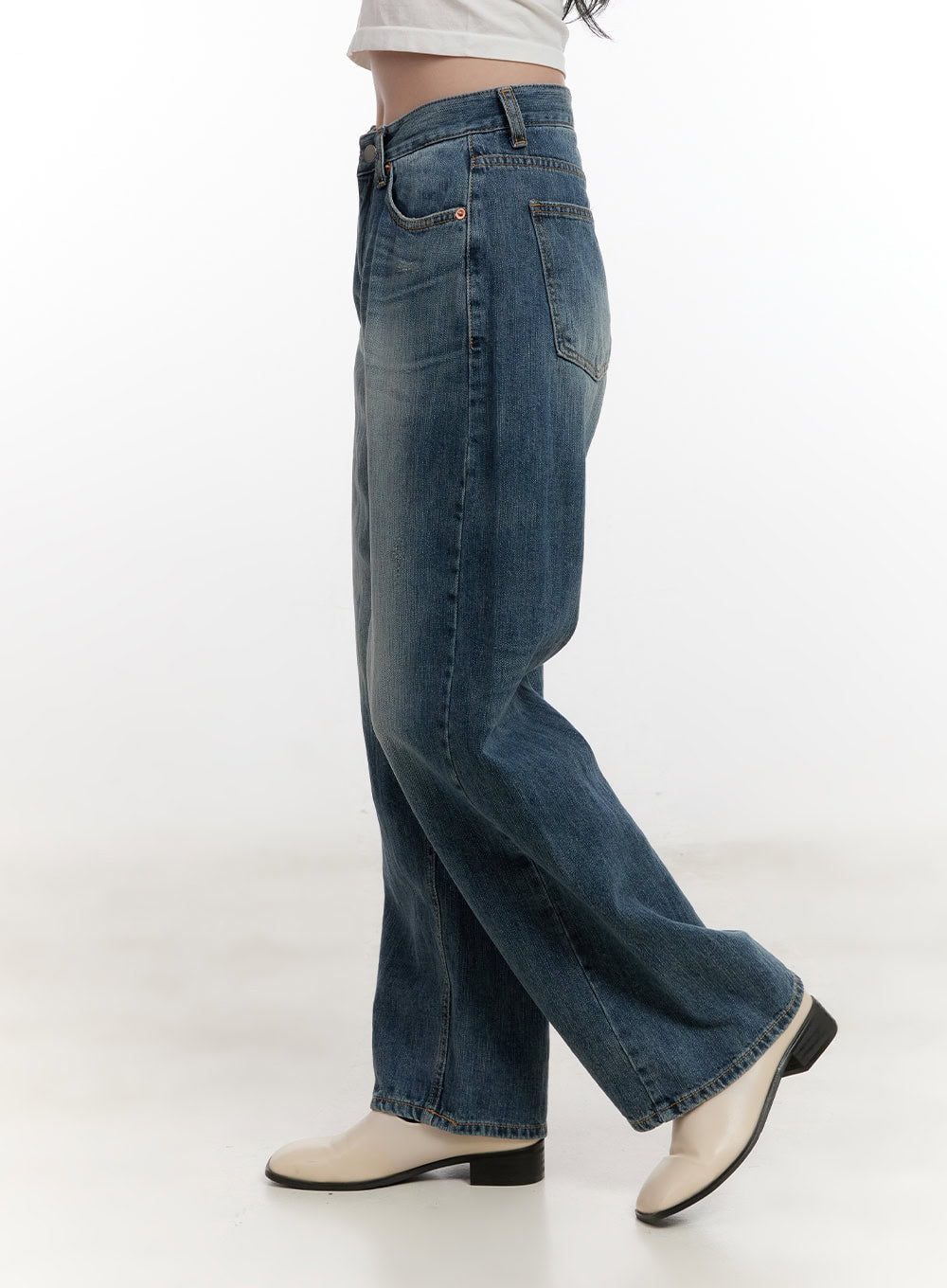 Belle Washed Wide-Leg Jeans CF528