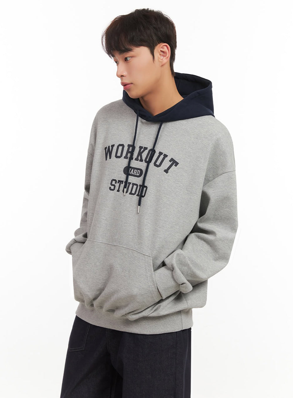 Men's Oversized Contrast Graphic Hoodie IF517