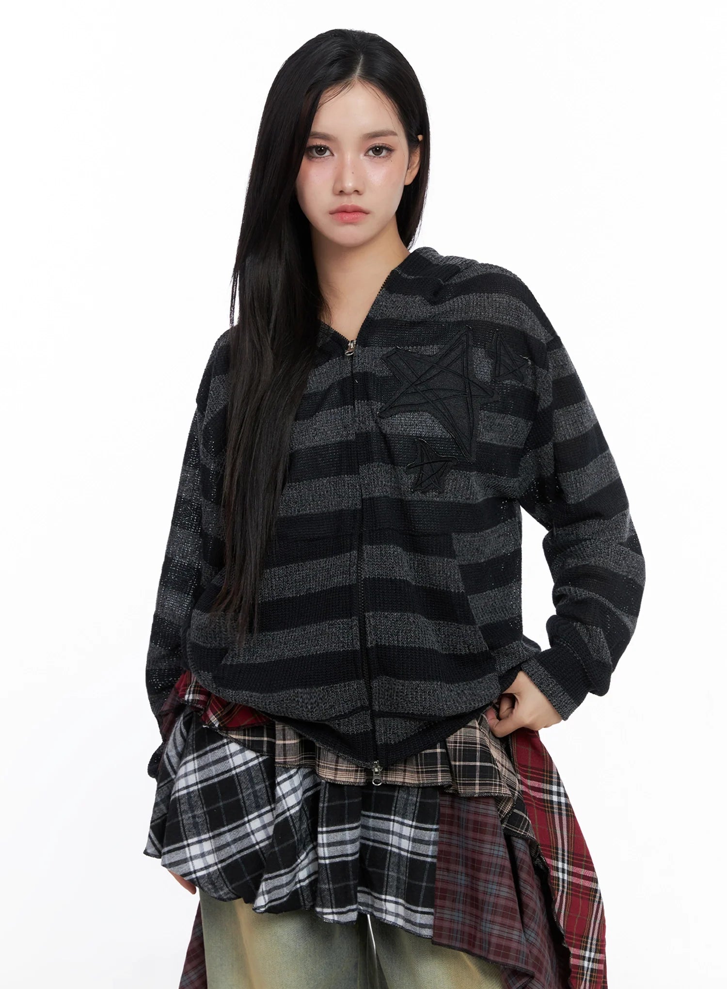 Star Patch Striped Zip-Up IS525