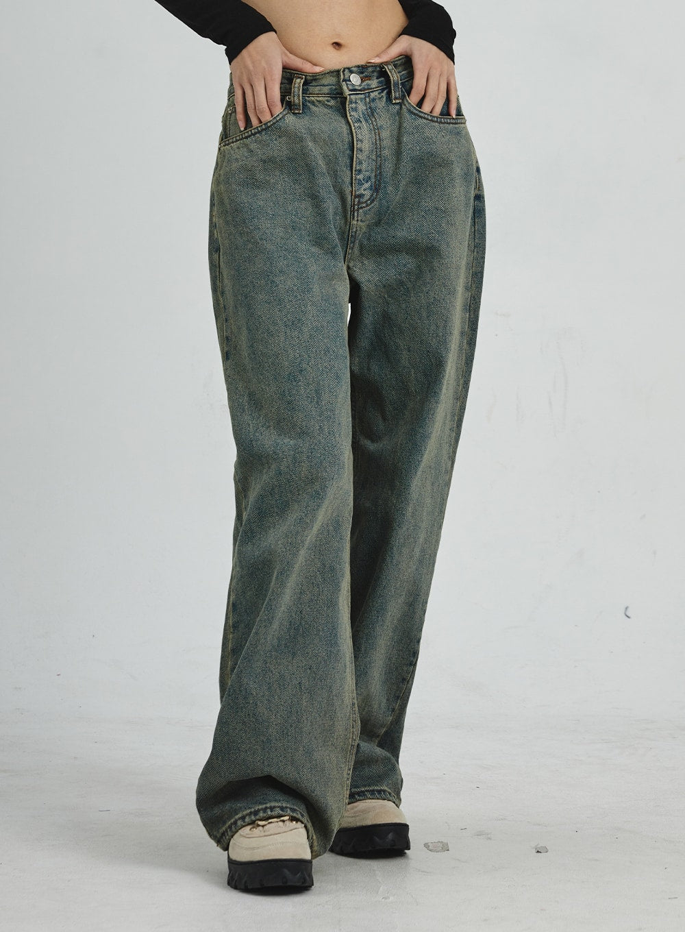 Vintage Washing Wide Leg Jeans CD06