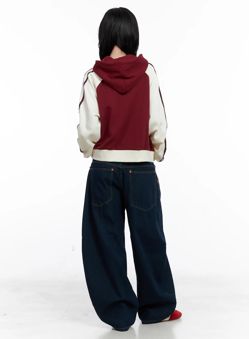 Two-Tone Zip-Up Crop Hoodie CS529