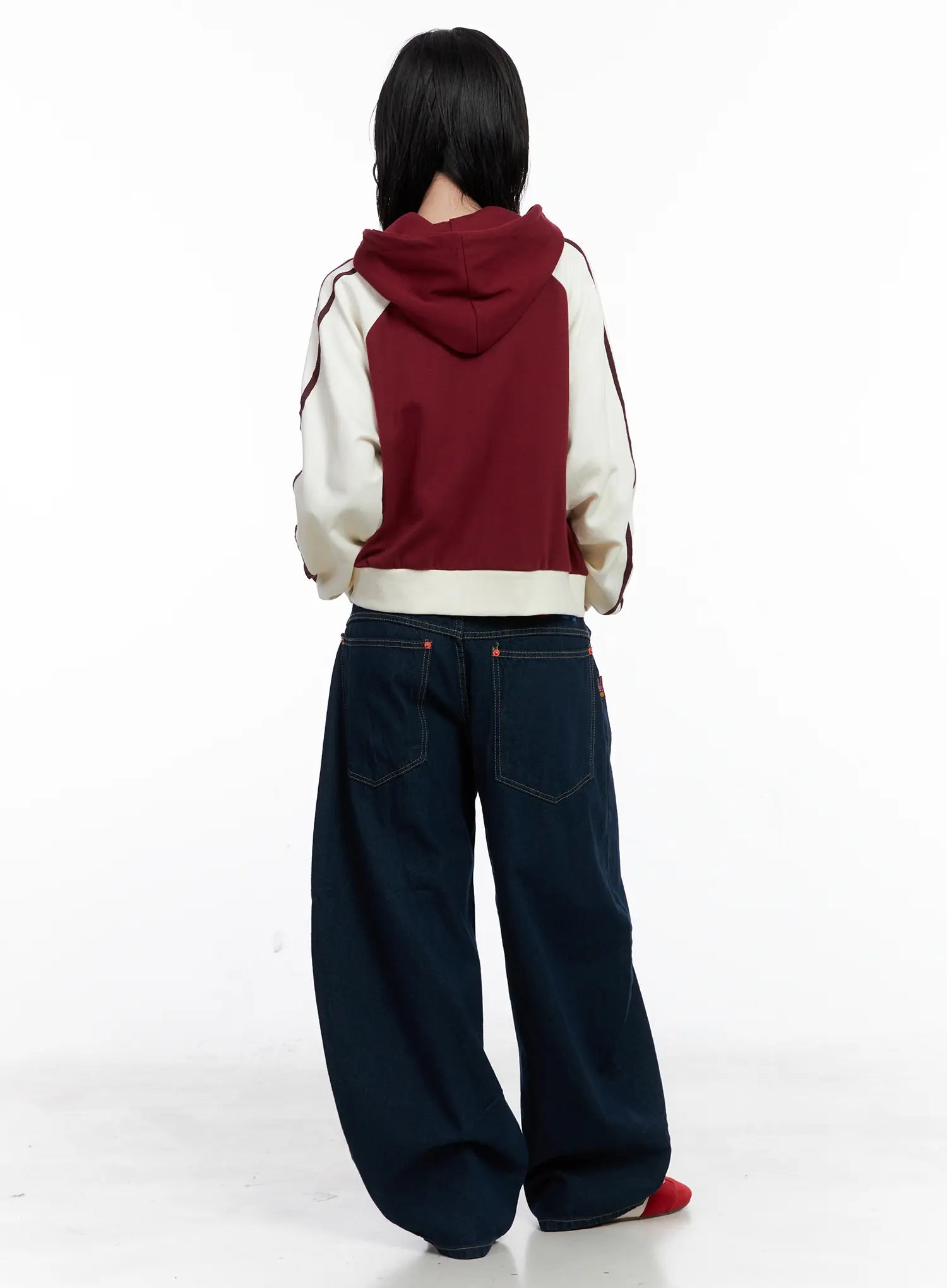 Two-Tone Zip-Up Crop Hoodie CS529