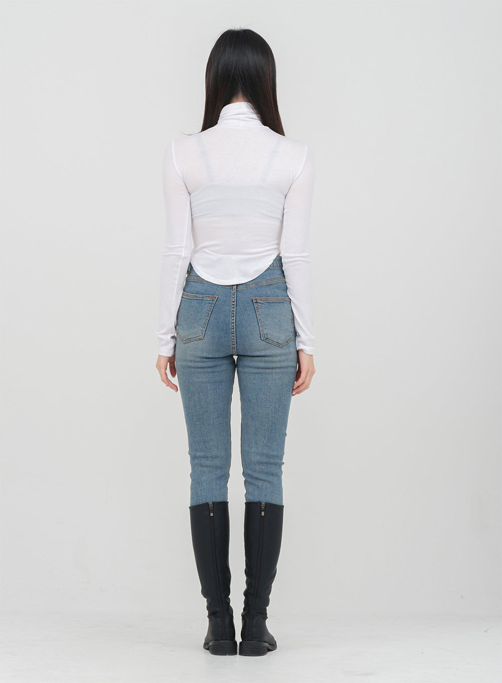 Unbalanced Hem Turtleneck Top