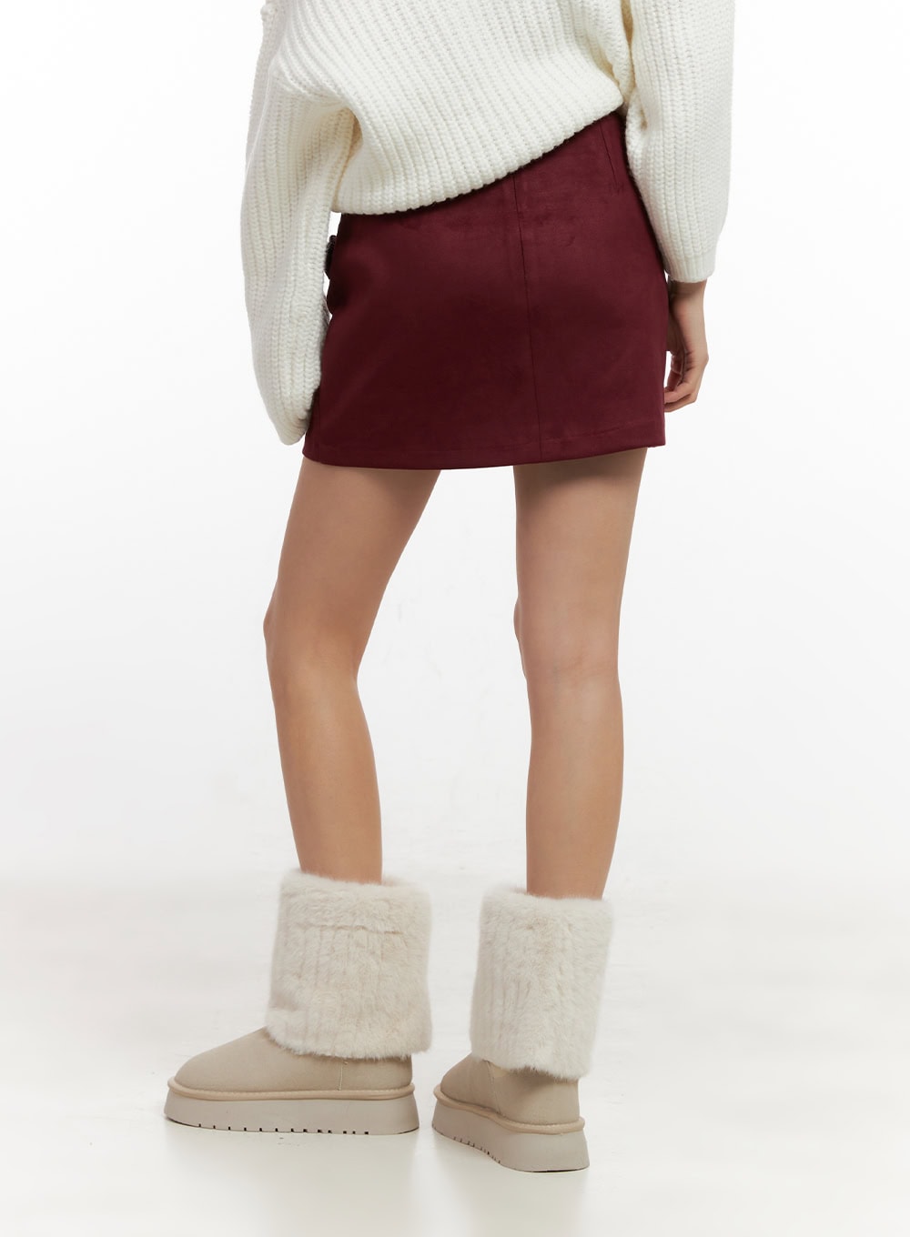 Buckle Detail Suede Mini Skirt CN413
