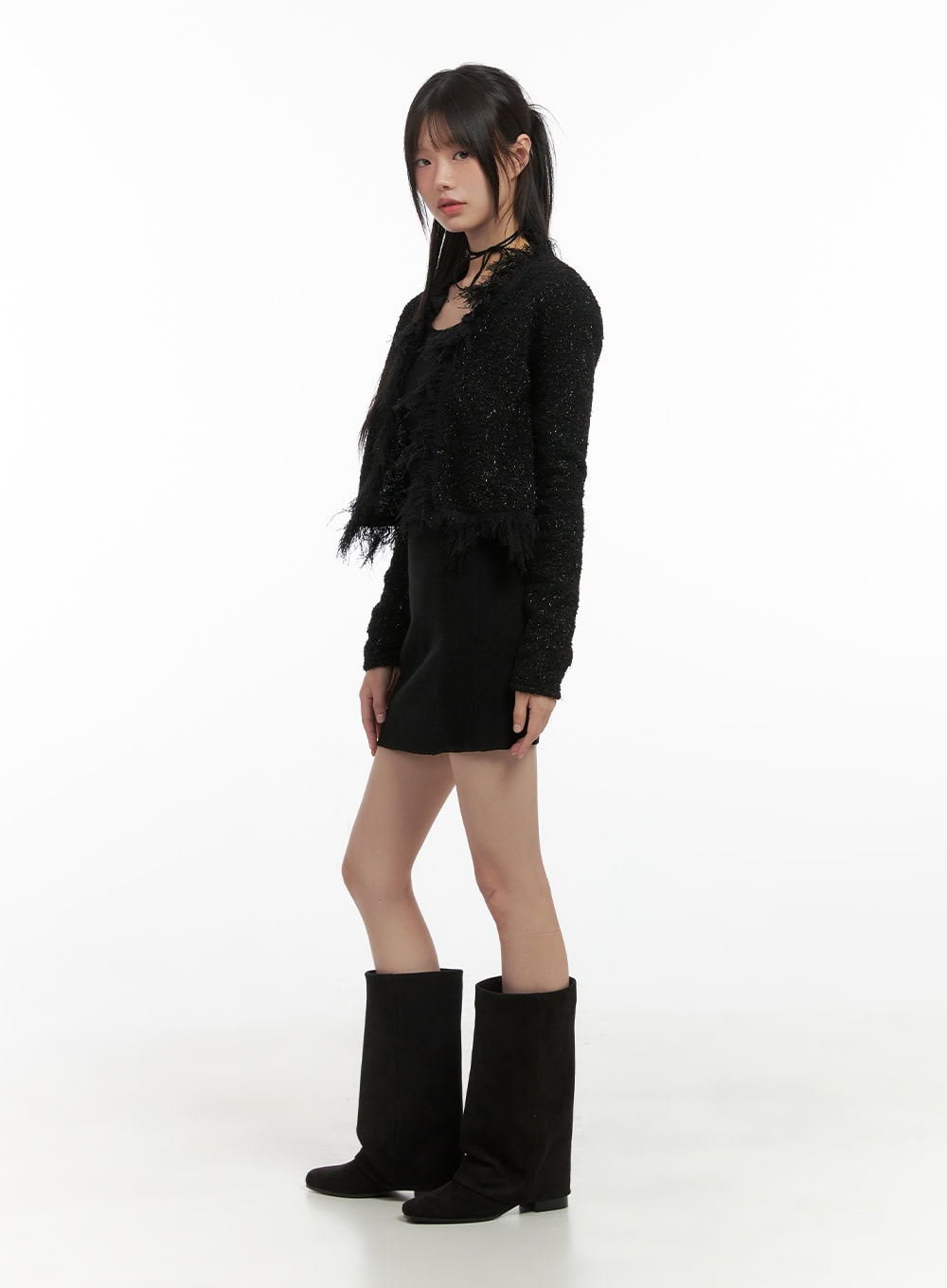 Tassel Accent Cropped Cardigan CS412