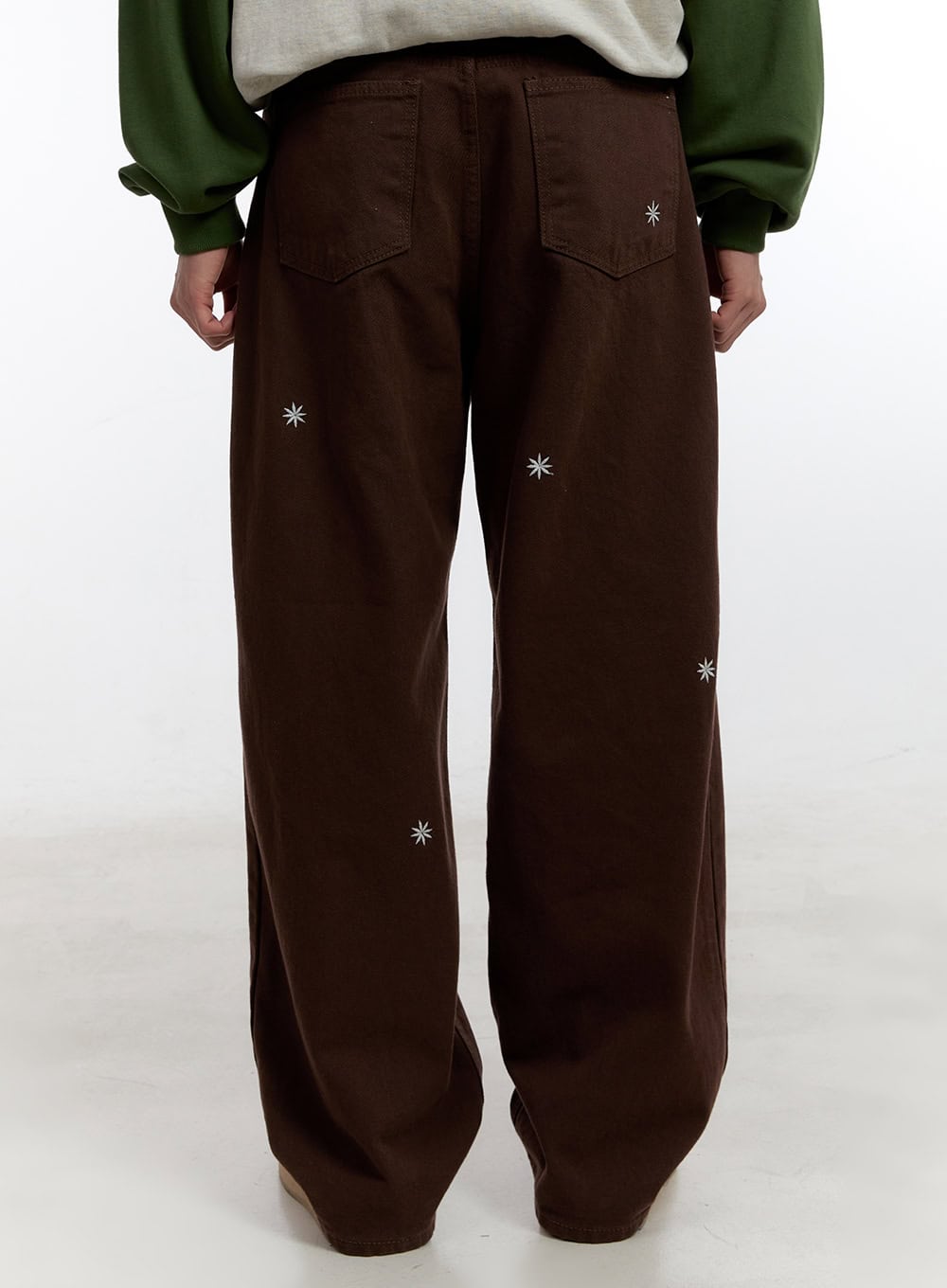 Men's Wide-Leg Pants with Embroidered Flowers IA504