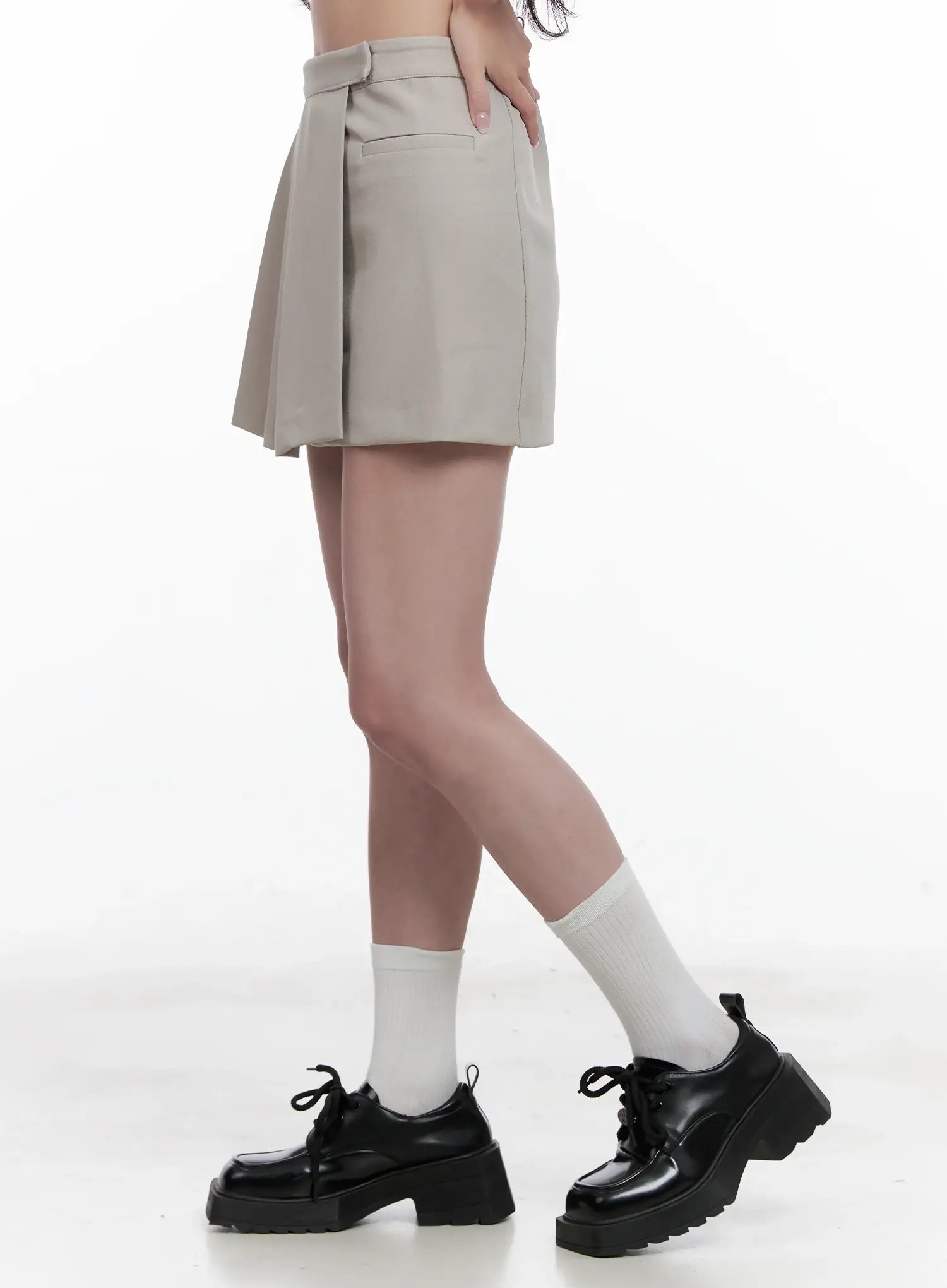 Pleated Wrap Mini Skirt CL515