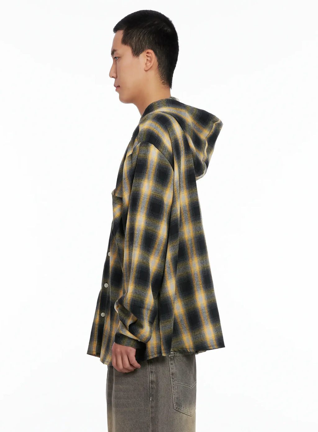 Men's Plaid Flannel Hooded Shirt IG529