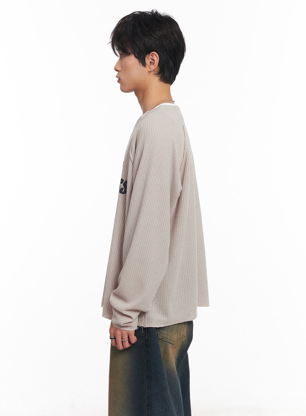 Men's Ribbed Graphic Raglan Sweatshirt IY508