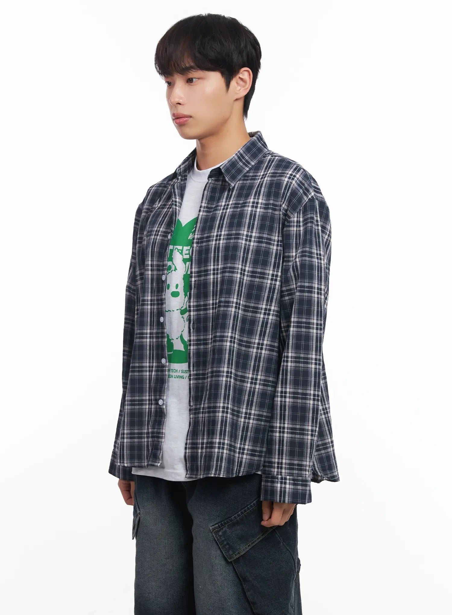 Men's Loose-Fit Flannel Shirt IU519