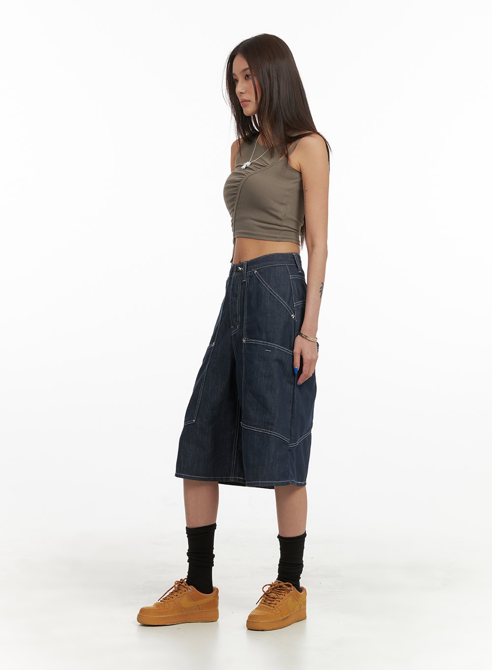 Shirred Crop Sleeveless Top CY424