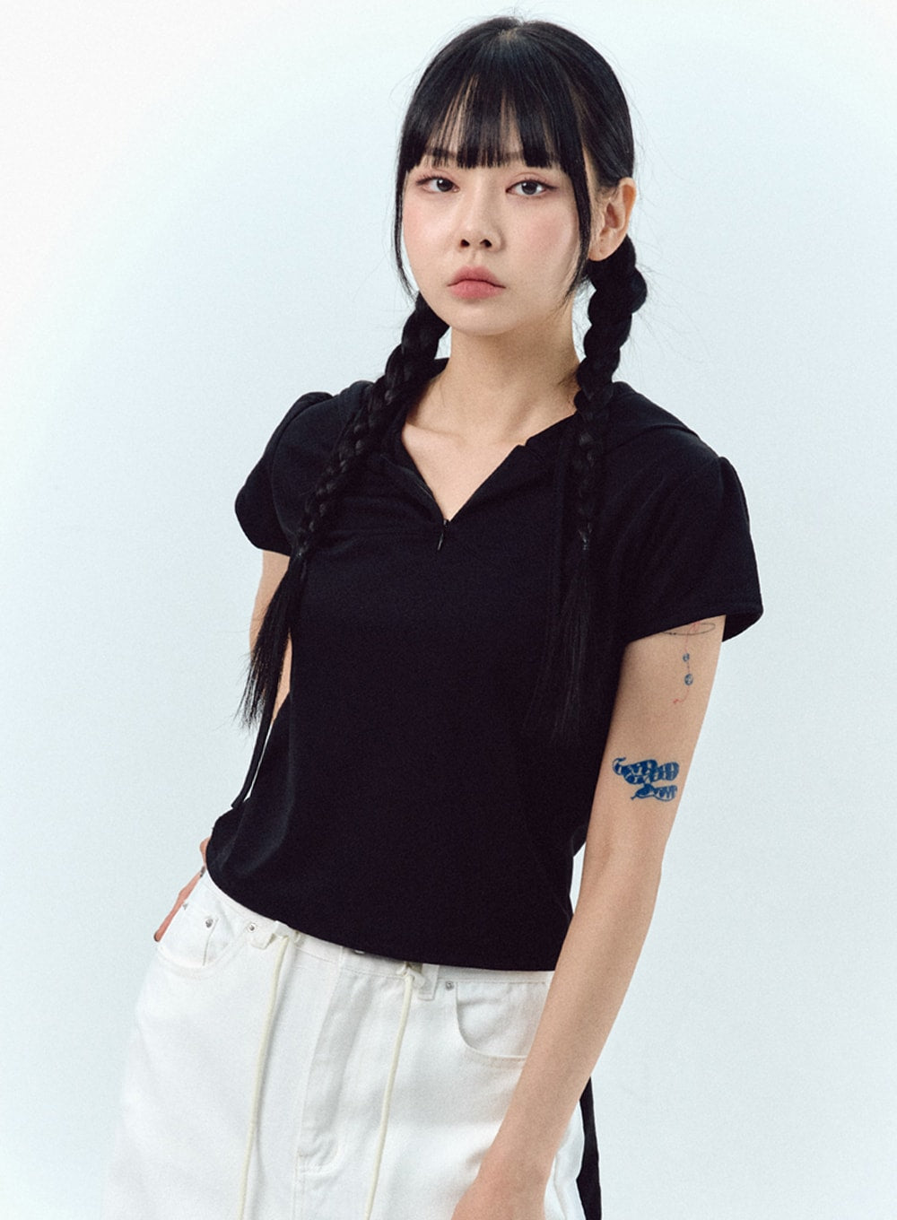 Half Zip-Up Hoodie Tee IL303