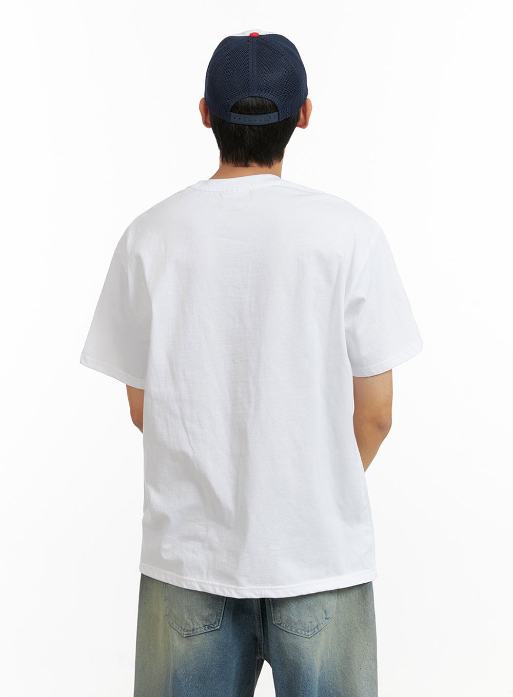 Men's Lettering Round Neck T-Shirt (White) IU418