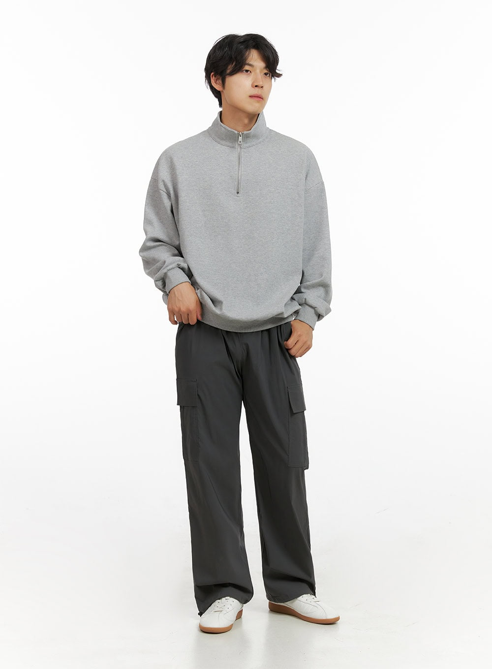 Men's Cozy Zip-Up Solid Sweatshirt (Gray) IG409