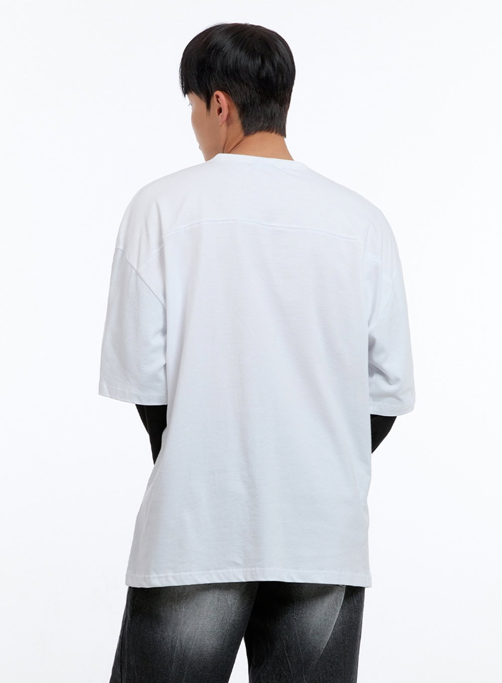 Men's Oversize Cotton Graphic Layered T-Shirt IS413