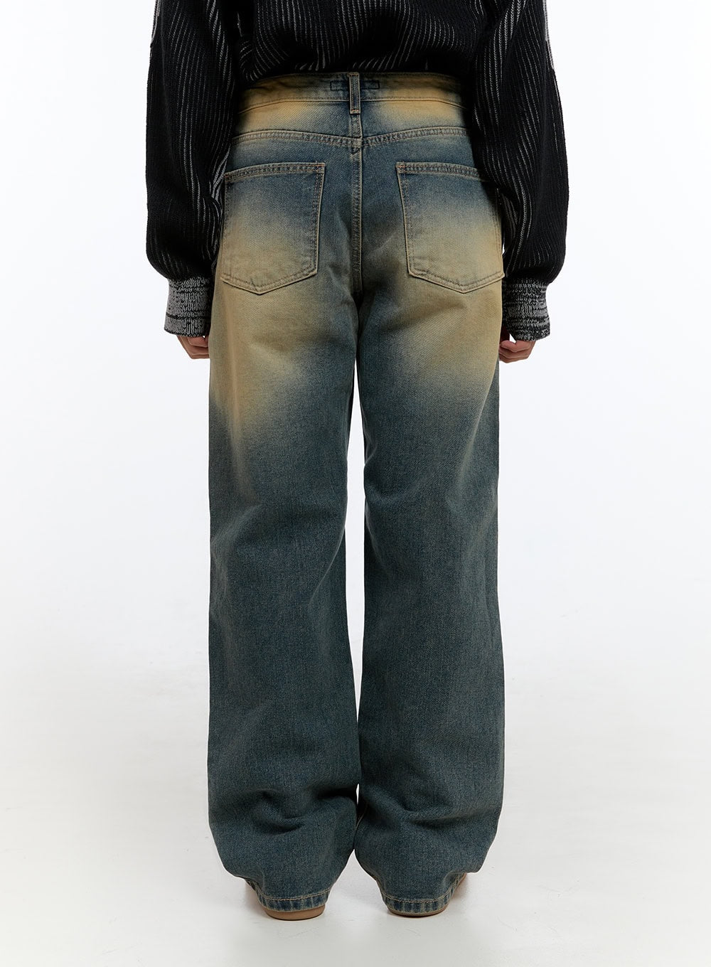Men's Yellow Denim Wide Leg Jeans IS413