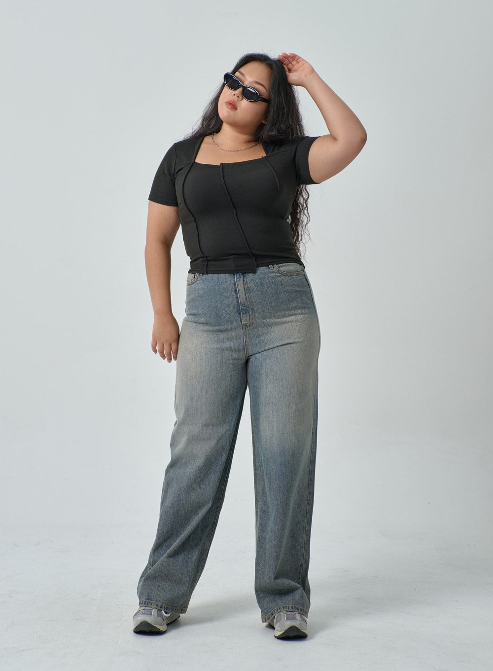 Plus Square Neck Crop T-Shirt IF317