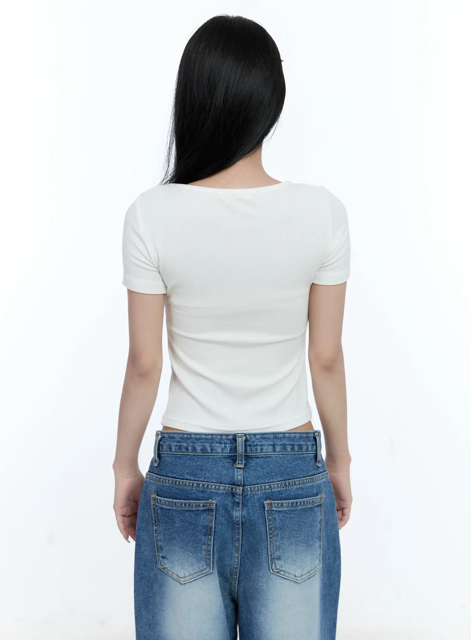 Ribbed U-Neck Crop Tee CL530