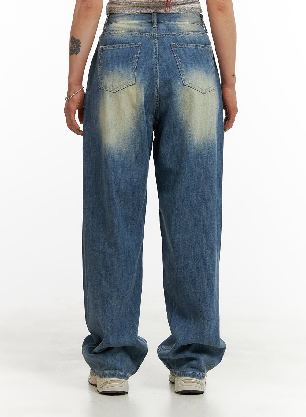 Wide Washed Blue Denim Jeans CY429