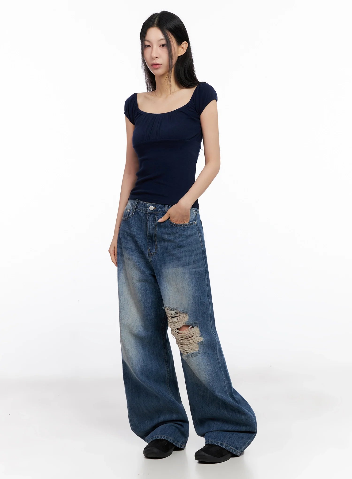 Off-Shoulder Puff Sleeve Top IG508