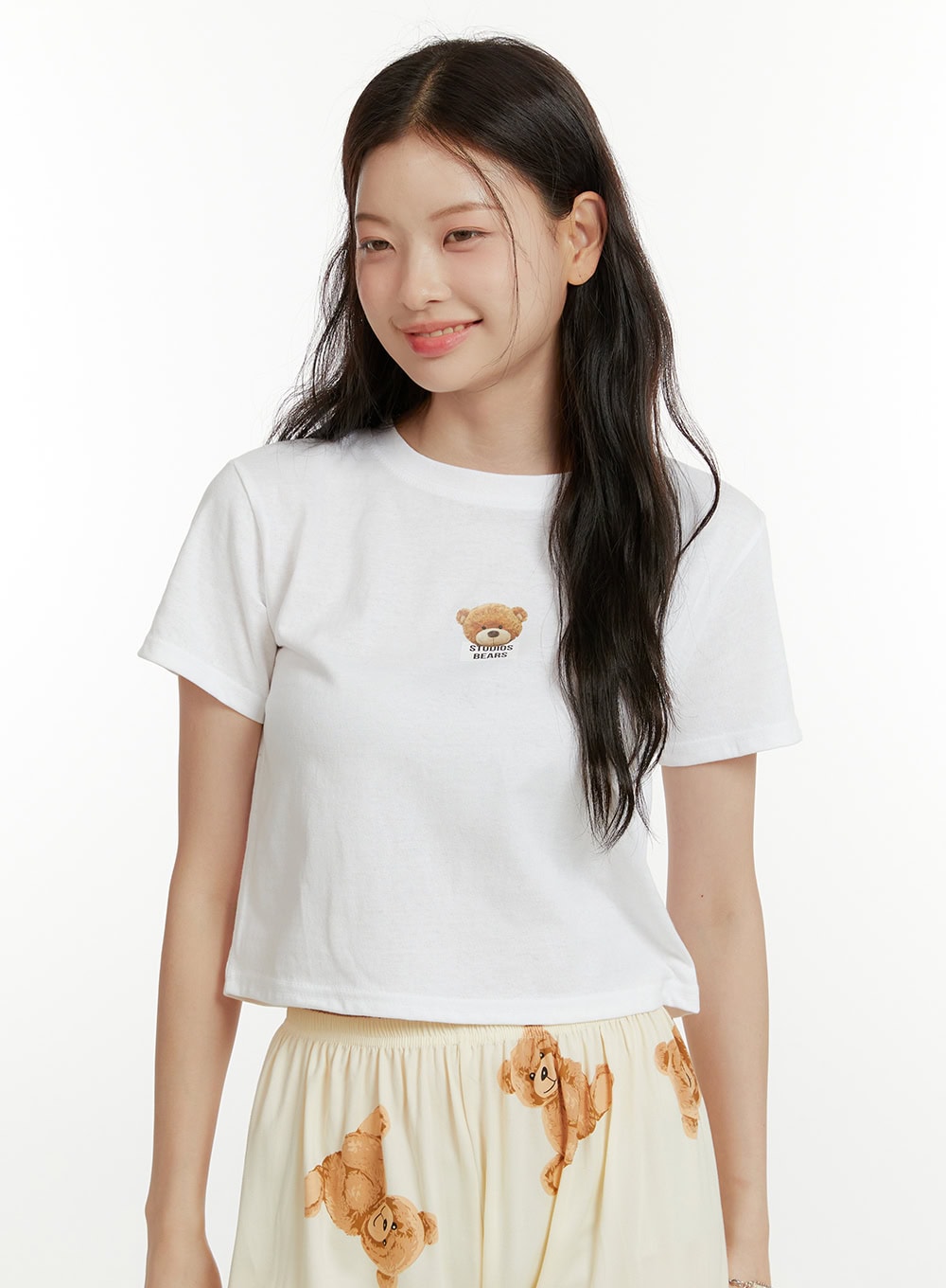 Teddy Print Crop Tee OU414