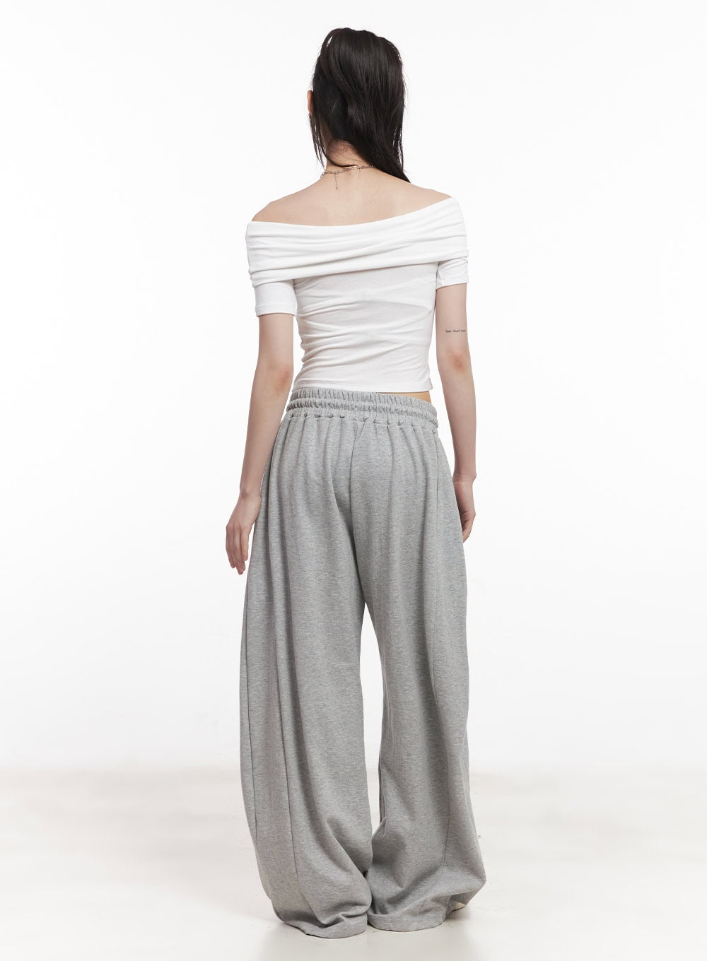 Adjustable Pintuck Wide-Leg Sweatpants CY521