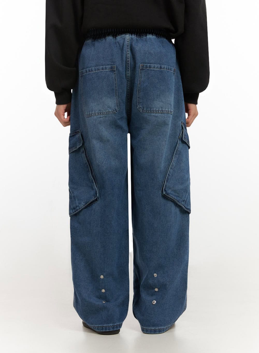 Men's Wide-Fit Denim Cargo Jeans ID406