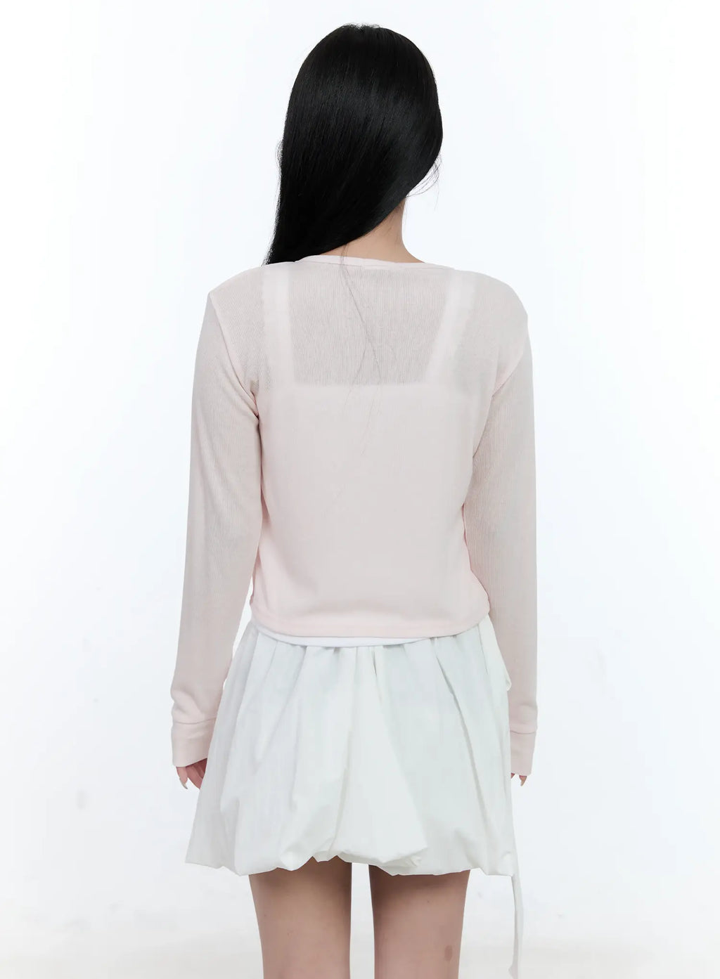 Sheer V-Neck Basic Cardigan CL530