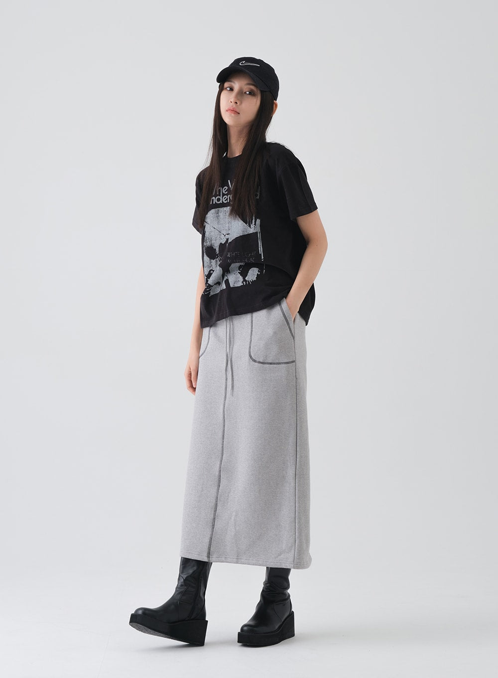Fleece Lined Maxi Skirt with Stich