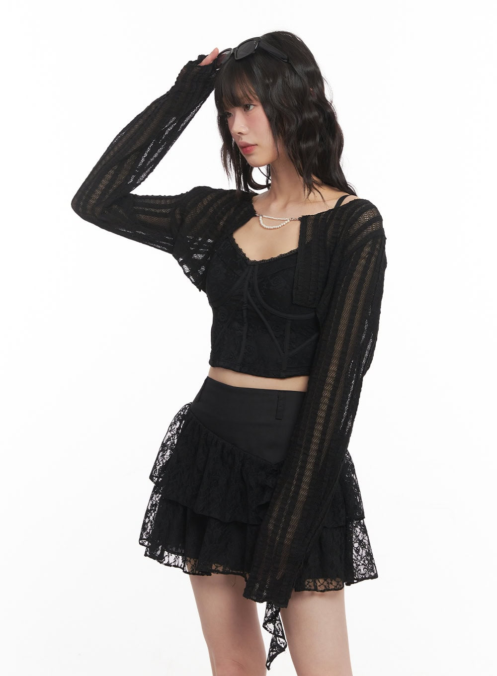 Pearl Chain Sheer Bolero Cardigan CM519