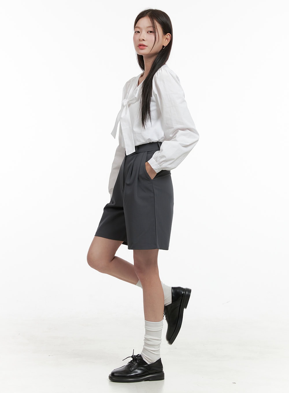 Pintuck Wide Tailored Shorts OG416