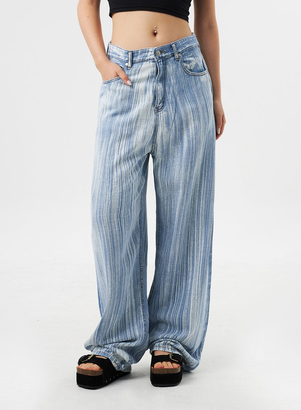 Stripe Baggy Jeans CU302
