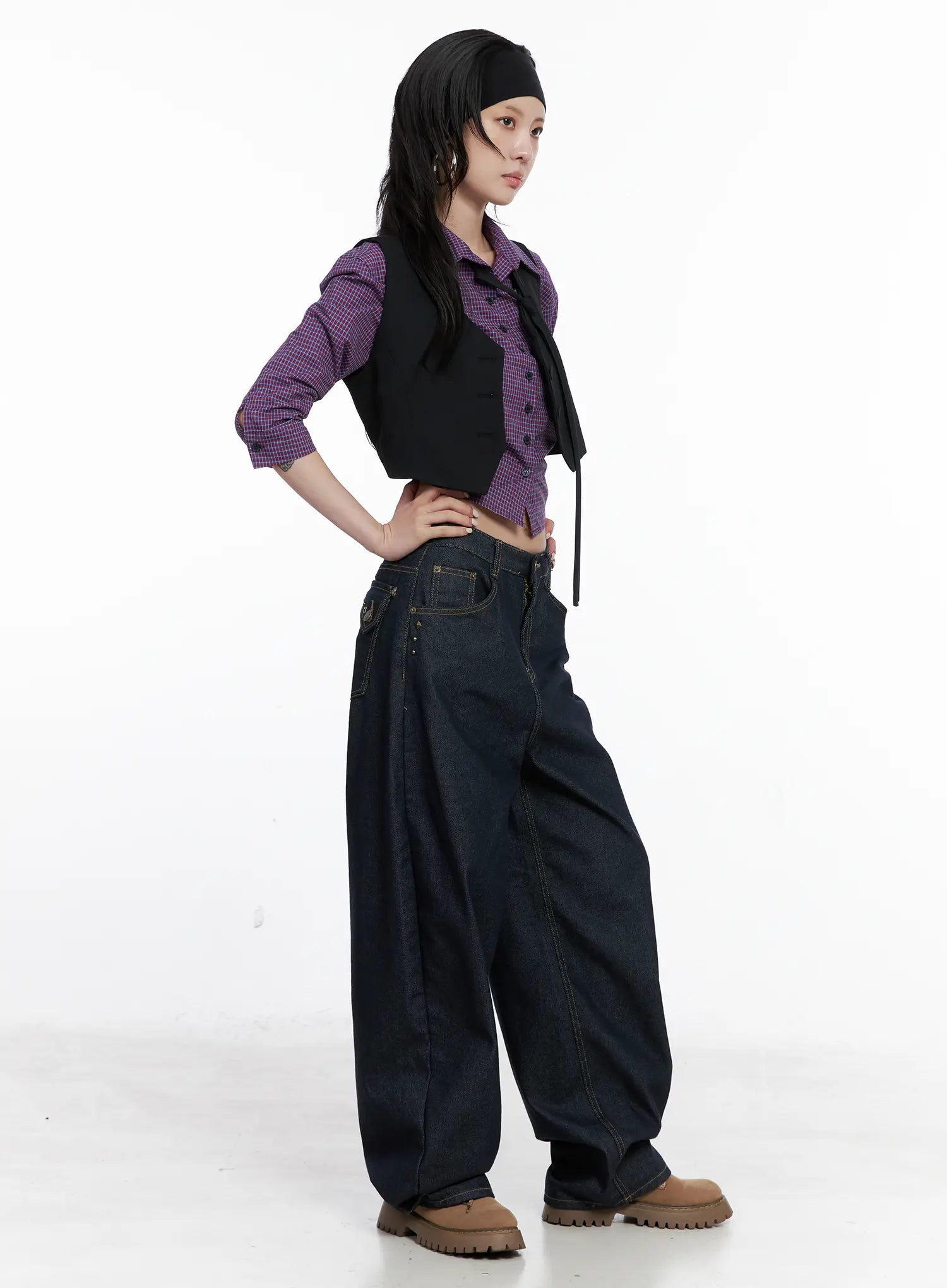 Yujin Studded Baggy Jeans CS512