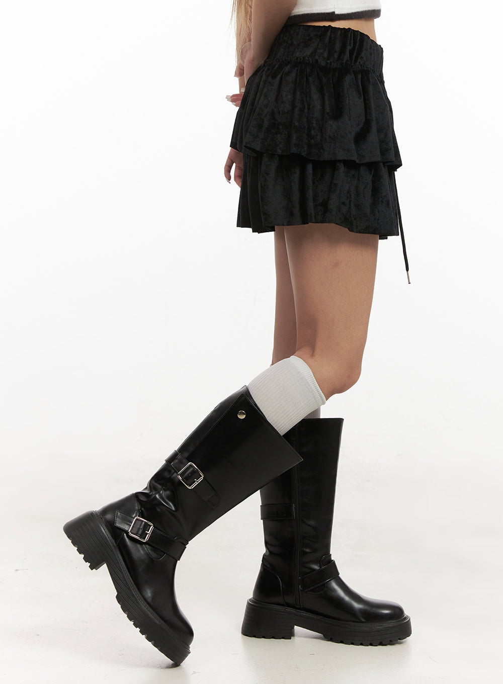 Velvet Ruffle Mini Skirt CJ508