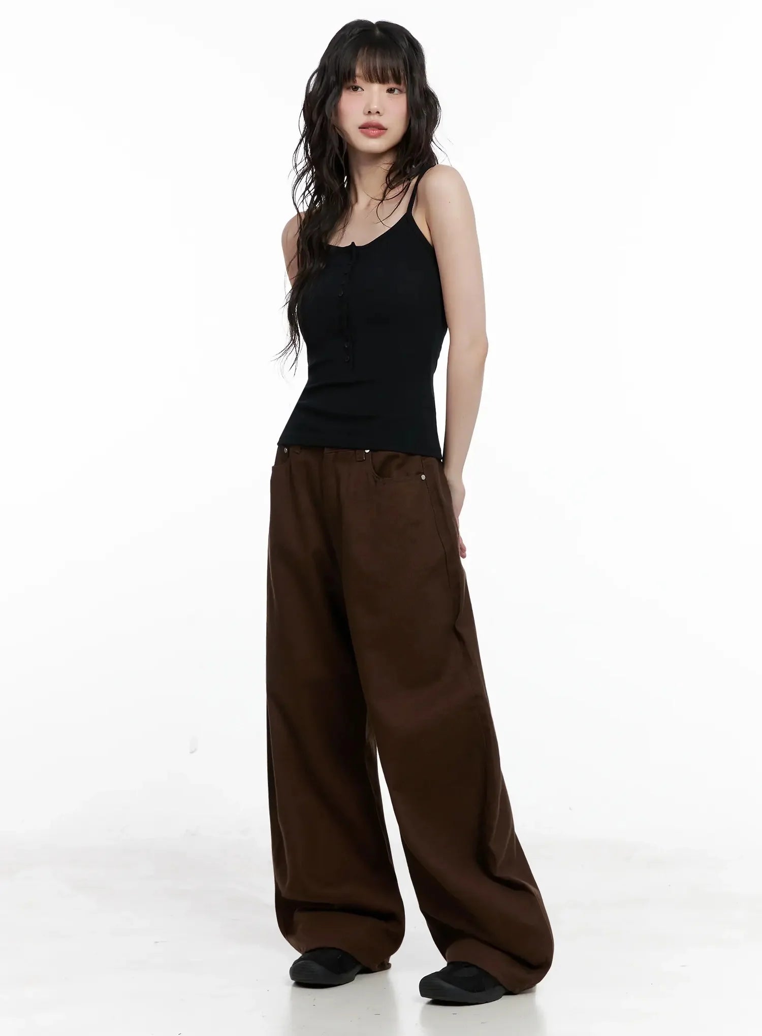 Ribbed Button Front Tank Top IL531