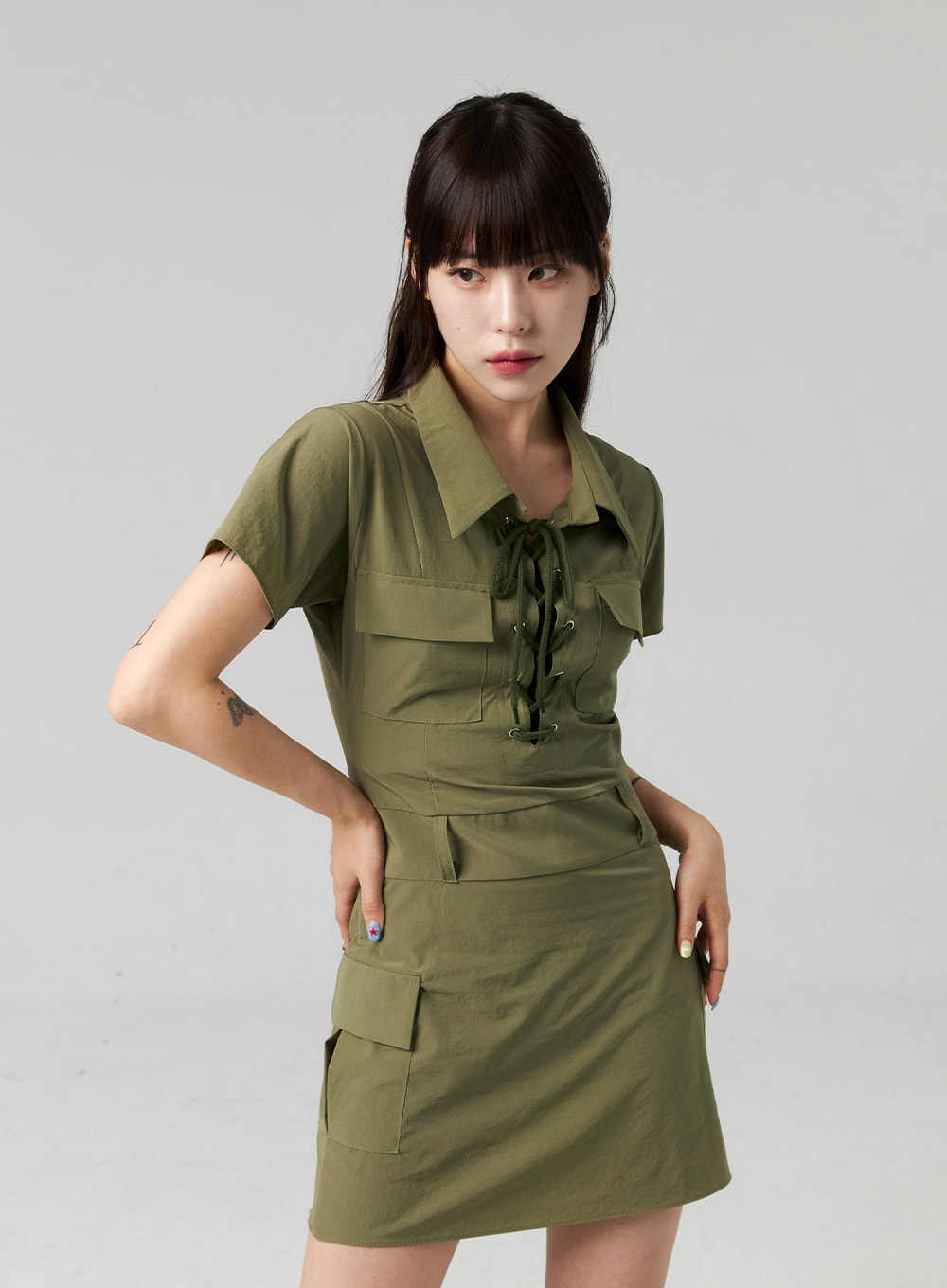 Lace-Up Mini Dress CL321